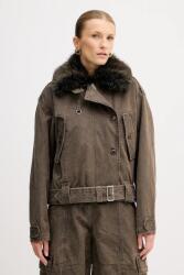 Kenzo rövid kabát Dyed Canvas Comber - barna XS