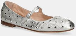 AGL bőr balerina cipő Milly Strap - ezüst Női 40