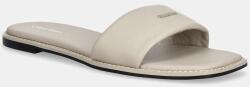 Calvin Klein bőr papucs FLAT SANDAL SQUARE HF LTH - bézs Női 37
