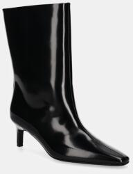 Calvin Klein bőr csizma HEEL MID BOOT 50 LTH - fekete Női 38