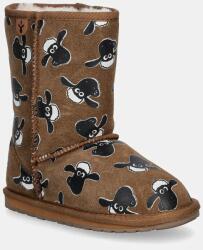 Emu Australia gyerek hócipő velúrból Shaun The Sheep Print - barna 32