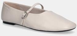 Calvin Klein bőr balerina cipő OBLIQUE BALLERINA MJ LTH HDW - bézs Női 39 - answear - 42 990 Ft