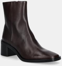 Calvin Klein bőr csizma BLOCK HEEL ZIP BOOT LTH - barna Női 36