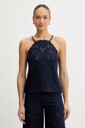 TWINSET felső lenvászonnal - sötétkék 34