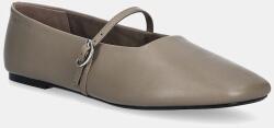 Calvin Klein bőr balerina cipő OBLIQUE BALLERINA MJ LTH HDW - bézs Női 41 - answear - 43 890 Ft