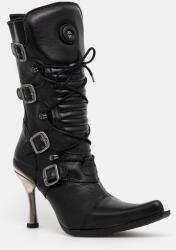 New Rock bőr csizma ITALI NEGRO FINO + MALICIA TACON CARIBE ACERO - fekete Női 37