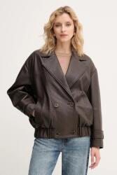 Marella bőrdzseki - barna 42