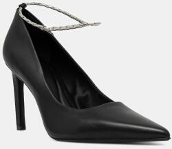 Calvin Klein bőr tűsarkú ESS STILETTO HDW CHAIN LTH 90 - fekete Női 37