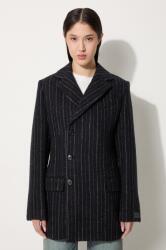 KENZO gyapjúkabát Tennis Stripes Pea Coat - fekete 36