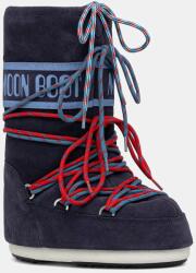 Moon Boot gyerek télicipő velúrból MB ICON SUEDE LACES - sötétkék 27/30