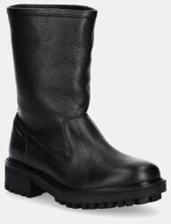 Calvin Klein bőr csizma FLAT BIKER BOOT LTH - fekete Női 38