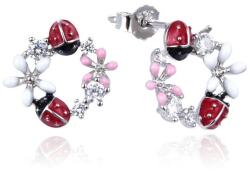 MOISS Ezüst fülbevaló cirkónium kövekkel Katicabogarakkal és virágokkal E0002828