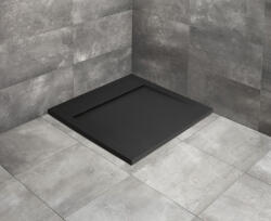 Radaway Teos C szögletes lapos fekete zuhanytálca 80x80 fekete, ajándék szifonnal