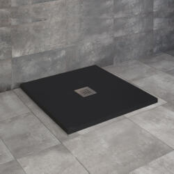 Radaway Kios C szögletes lapos fekete zuhanytálca 90x90 fekete, ajándék szifonnal