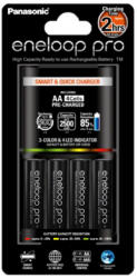 Eneloop pro K-KJ55HCD40E okos gyors akkumulátor töltő fekete 4db AA elemmel (KKJ55HCD40E)
