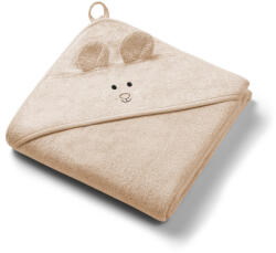 BabyOno fürdőlepedő kapucnis bambusz 100x100cm egérfülekkel sötét bézs 1553/06 - babamarket
