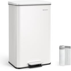 SONGMICS Konyhai szemetes 40l, nagy pedálos kuka 15 szemeteszsák mellékelve, fehér (LTB540W4002)