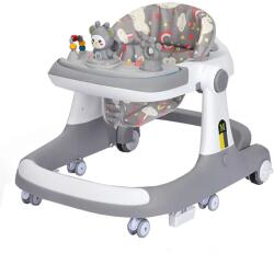  Multifunkcionális elojáró Teno® Babáknak, tálca 3 játékkal, zenével, állítható, összecsukható, max súly 20kg, 6-36 hónap, világosszürke