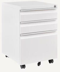 FLEXISPOT Fém mobil irattároló szekrény CB34 Fehér- 3 fiókos, zárható, görgős, irodai és otthoni használatra (CB34W)