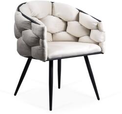  Scaune living din catifea cu picioare metalice BUC 256 crem