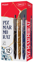 DACO Set 12 pixuri cu gel pe baza de ulei Daco Marmorat PX269, 0.7 mm (PX269-12)