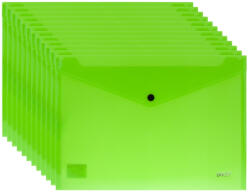 Daco Set 12 mape plastic cu buton A4 Daco, 200 microni, Verde neon (MP120NV)