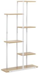 Sersimo Етажерка с 6 рафта от метал и MDF, 60x20x113 см, бяло и кафяво (GA0212)