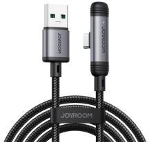 JOYROOM S-A56 ENJOYX SERIES adatkábel (USB - Type-C, 3A, gyorstöltő, 90 fokos, cipőfűző, 120cm) FEKE (175212)