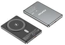 Awei PA-30 vésztöltő Type-C aljzat (5000mAh, 15W, wireless, MagSafe, PD gyorstöltő 3.0) SÖTÉTSZÜRKE (175165)