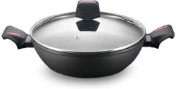Royalty Line Tigaie adanca cu capac Royalty Line RL-FSC28, 28 cm, 4, 5 L, Finisaj marmura, Inductie, Negru (RL-FSC28 - black)