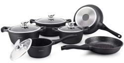 Royalty Line RL-BS1010M Set de oale si tigai, fonta, 10 bucati, inductie, finisaj marmura, negru (RL-BS1010M black)