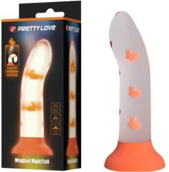 Pretty Love Dildo Magical Nightfall, Luminous Silicone, Portocaliu, 17 cm