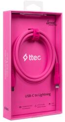 Ttec Cablu ttec - Data, USB-C/Lightning, 1.2 m, Neon Pink (8694470828329)