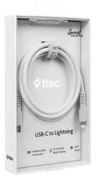 Ttec Cablu ttec - Data, USB-C/Lightning, 1.2 m, alb (8694470087795)