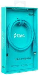 Ttec Cablu ttec - Data, USB-C/Lightning, 1.2 m, Neon Blue (8694470828282)