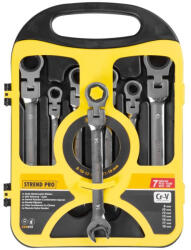 Strend Pro Csillag-villáskulcs-készlet, Strend Pro CSS819, ezüst, 7 részes, 8-19 mm, Cr-V, racsnis, csuklós (TC232397)