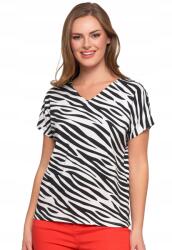 Moraj női blúz, elegáns póló, zebra mintás, pamut, XL INTL (BD1500-021-PATT3-XL)