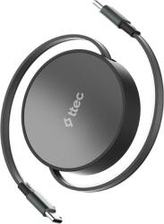 Ttec Data кабел ttec USB-C to USB-C Mini Retractable 100W PD/QC 120cm Fast Charge Cable, Cosmic Black - Черен