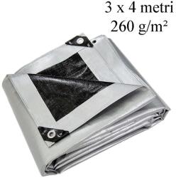 GWD Megerősített ponyva 3x4 m, polietilén 260g/nm, fémgyűrűk 12 mm, UV+ (10.260.34)