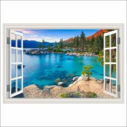 MÉDIA Öntapadó és mosható falfestmény Window Beach a tavon naplementekor, 250 x 170 cm (FOTOTAP15791)