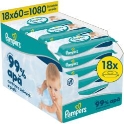 Pampers 99%-os nedves törlőkendő testápolóval, 18 csomag x60, 1080 db