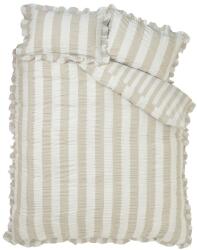 Catherine Lansfield Lenjerie de pat bej pentru pat dublu cu 3 piese 200x200 cm Seersucker Frill Stripe - Catherine Lansfield Lenjerie de pat