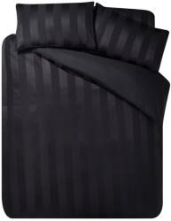 Catherine Lansfield Lenjerie de pat neagră din satin pentru pat dublu cu 3 piese 200x200 cm So Soft Satin Stripe - Catherine Lansfield Lenjerie de pat