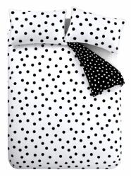 Catherine Lansfield Fekete-fehér kétszemélyes háromrészes ágyneműhuzat 200x200 cm Polka Dot - Catherine Lansfield