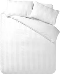Catherine Lansfield Lenjerie de pat albă din satin pentru pat dublu cu 3 piese 200x200 cm So Soft Satin Stripe - Catherine Lansfield Lenjerie de pat