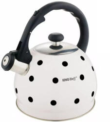 Kinghoff teáskanna, sípszóval, fehér-fekete pöttyös, 2.0L (KH-1050)