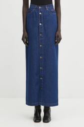 Fiorucci farmer szoknya Open Front Embroidered Maxi Denim - sötétkék 29