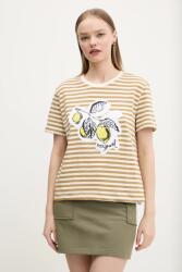 Desigual pamut póló LEMON - bézs XS