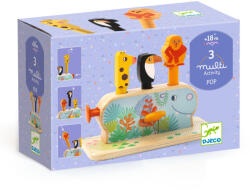 DJECO Többfunkciós, fa motoros játék 3 felugró állattal (DJ06291)