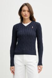 U. S. Polo Assn U. S. Polo Assn. pamut pulóver V-NECK CABLE - sötétkék M